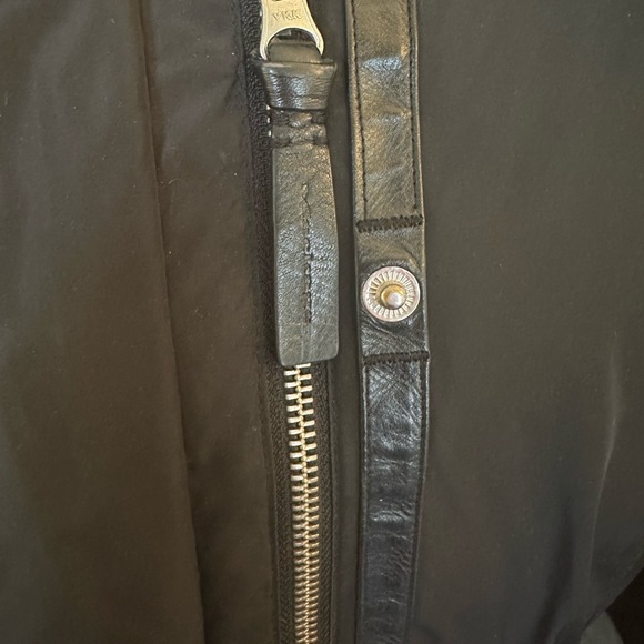 $1000 Mackage Katryn black down jacket with fur hood and leather trim size large - Picture 8 of 11